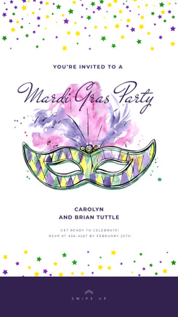 Mardi Gras carnival mask Instagram Story Design Template