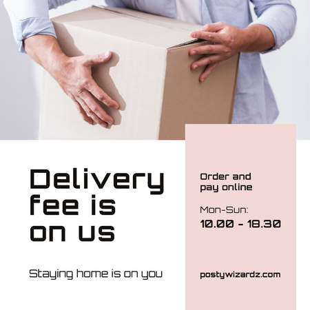Delivery Services Ad with Courier holding box Instagram Modelo de Design