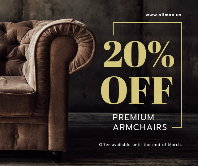 Plantilla de diseño de Furniture Store Sale Luxury Armchair in Brown Facebook 