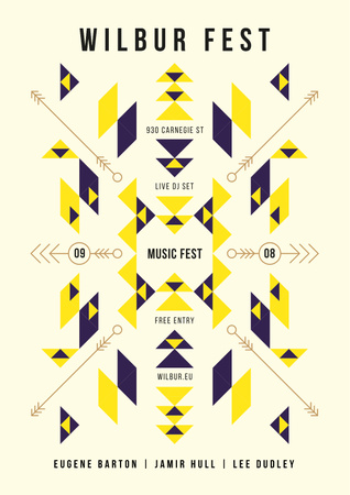 Music Fest Announcement with Geometric Ethnic Pattern Poster tervezősablon