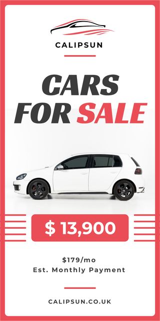 Care Sale Ad White Hatchback in White Graphic Design Template