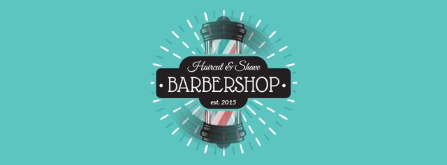 Barbershop Ad with Striped Lamp Facebook Video cover Design Template