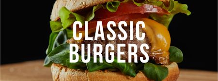Fast Food Offer with Tasty Burger Facebook cover Modelo de Design