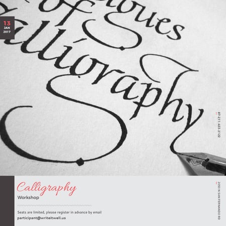 Szablon projektu Ogłoszenie warsztatów kaligrafii Ozdobne litery Instagram AD