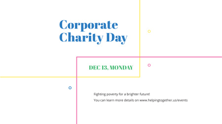 Corporate Charity Day on simple lines FB event cover Design Template