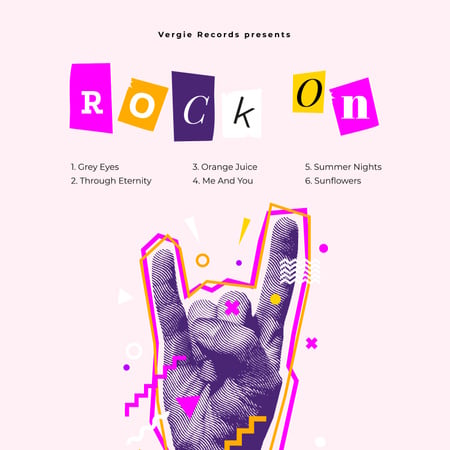 Hand showing Rock gesture Album Coverデザインテンプレート