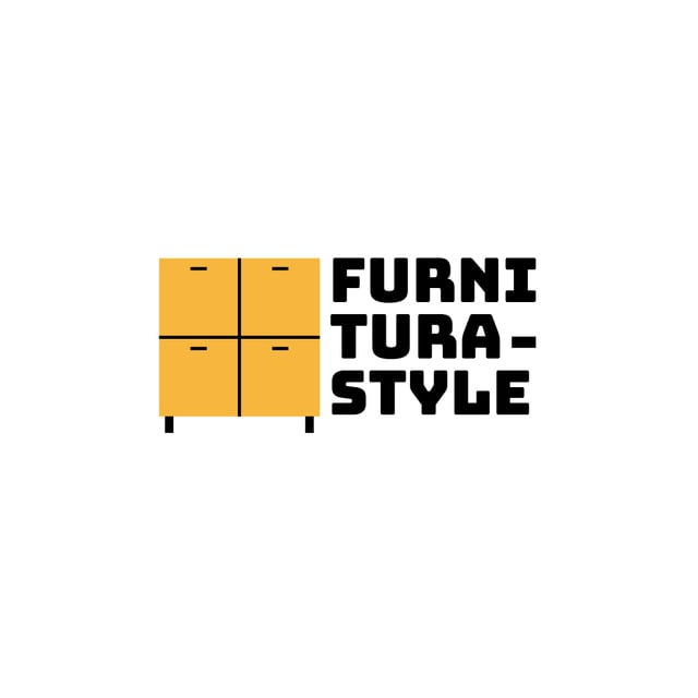 Plantilla de diseño de Furniture Ad with Cupboard in Yellow Logo 
