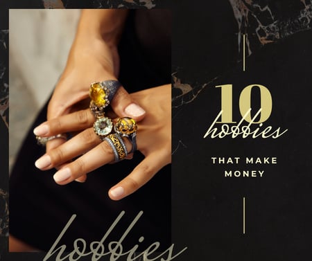 Jewelry Sale Woman wearing Rings Facebook Design Template