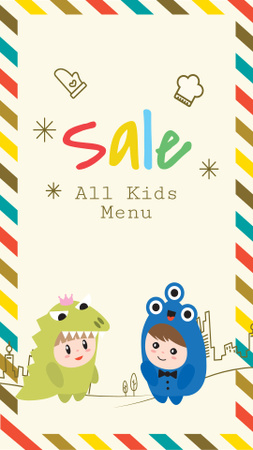 Kids menu offer with Children in costumes Instagram Story Design Template
