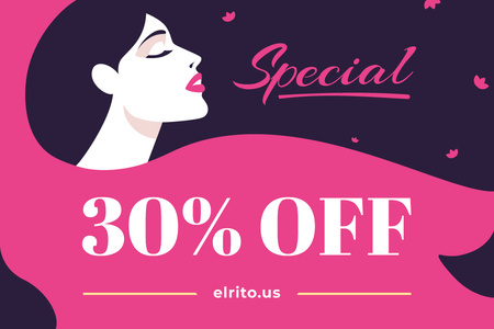 Salon Offer with Attractive Young Woman in Pink Gift Certificate Design Template
