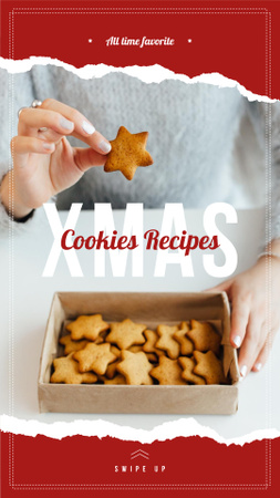 Woman holding Christmas ginger cookies Instagram Story Tasarım Şablonu