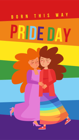Pride Day with Two women hugging Instagram Story Design Template