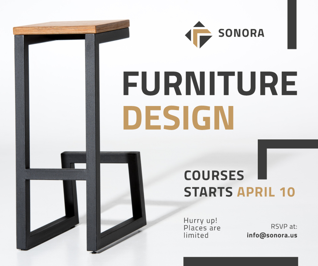 Custom Furniture Ad Modern Wooden Chair Facebookデザインテンプレート