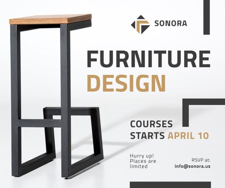 Custom Furniture Ad Modern Wooden Chair Facebook Design Template