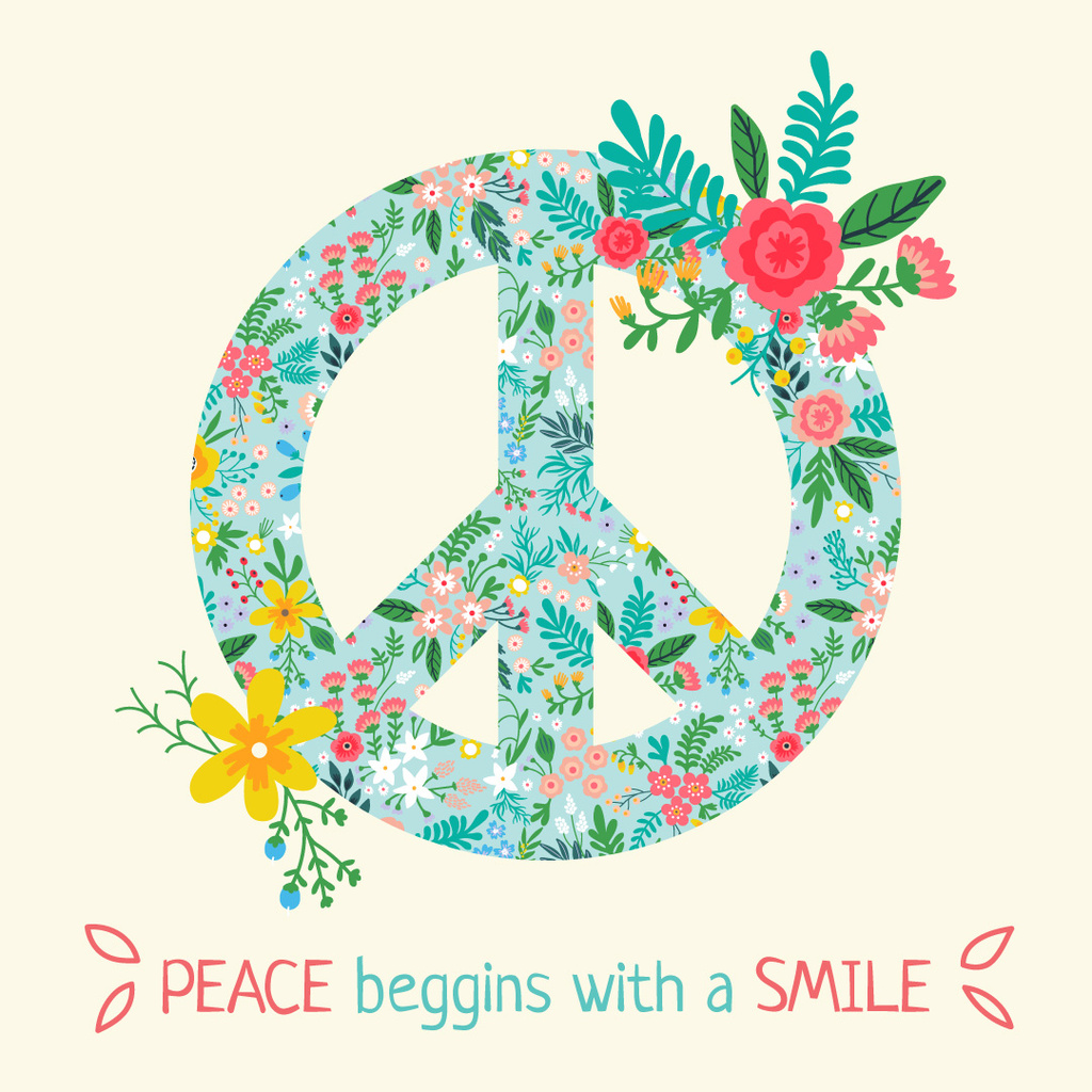 Bright peace sign with phrase Instagram Design Template