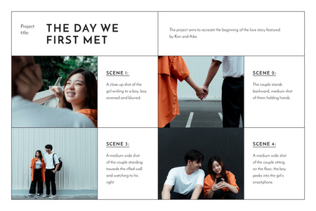 Stylish Couple in Minimalistic Outfit Storyboard Modelo de Design