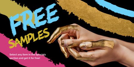 Modèle de visuel Female hands in golden paint - Twitter