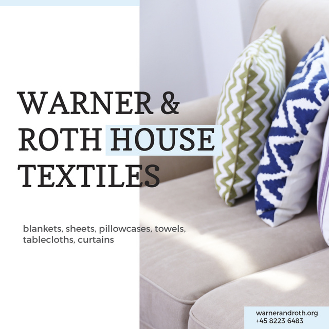 Modèle de visuel Home Textiles Ad Pillows on Sofa - Instagram AD