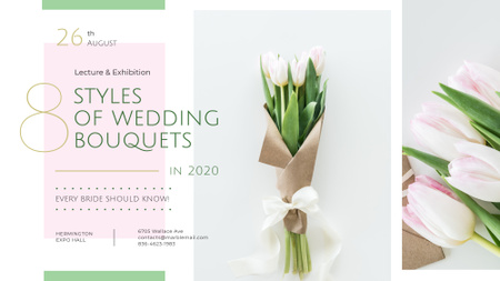 Florist Services Ad Wedding Bouquet with Tulips FB event cover Design Template