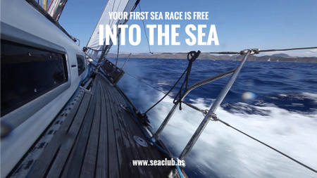 Platilla de diseño Vacation Offer Yacht Sailing Fast on Blue Sea Full HD video