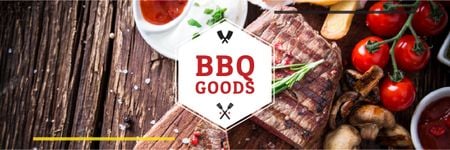 BBQ Food Offer with Grilled Meat Email header – шаблон для дизайну