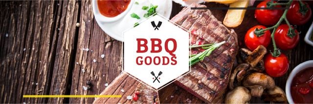 BBQ Food Offer with Grilled Meat Email header Design Template