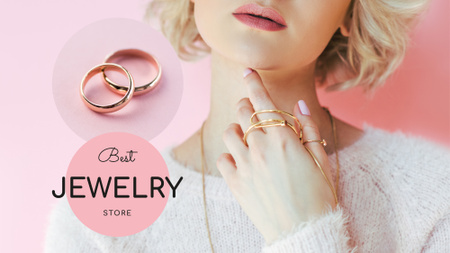 Ékszer eladó nő arany drágakő gyűrűkkel FB event cover tervezősablon