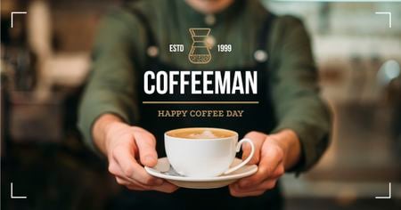 Platilla de diseño Coffee Day Barista serving coffee Facebook AD