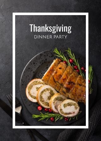 Roasted Turkey for Thanksgiving Dinner Party Flayer Modelo de Design