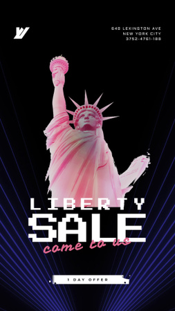 Platilla de diseño Independence Day Liberty Statue in Pink Instagram Video Story