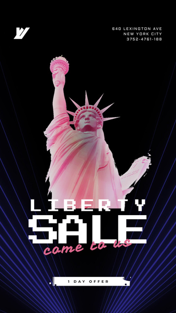 Independence Day Liberty Statue in Pink Instagram Video Story Modelo de Design