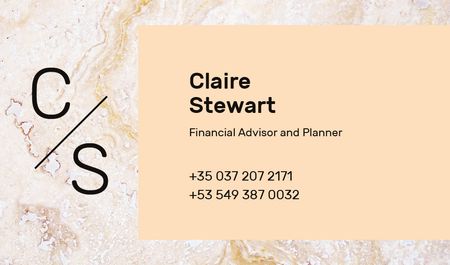 Financial Advisor Contacts Marble Light Texture Business card Design Template
