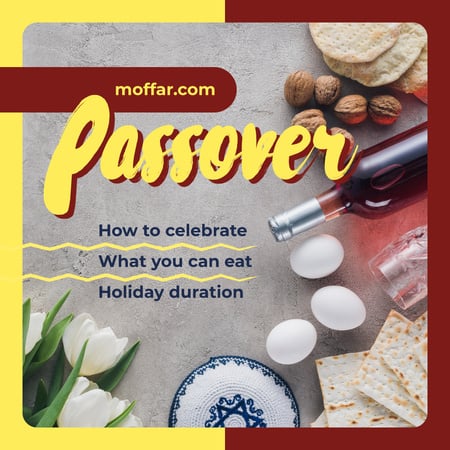 Happy Passover holiday Instagram Tasarım Şablonu
