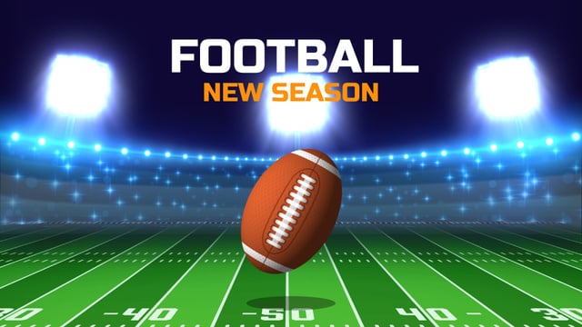 Platilla de diseño Football Season Announcement with Rugby Ball on Field Full HD video
