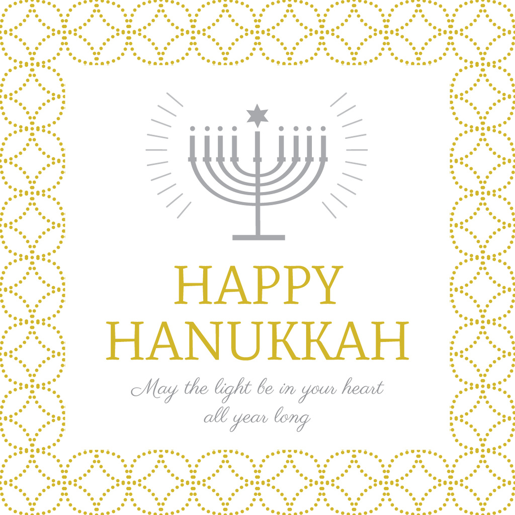 Happy Hanukkah Greeting with Menorah Instagram AD Design Template