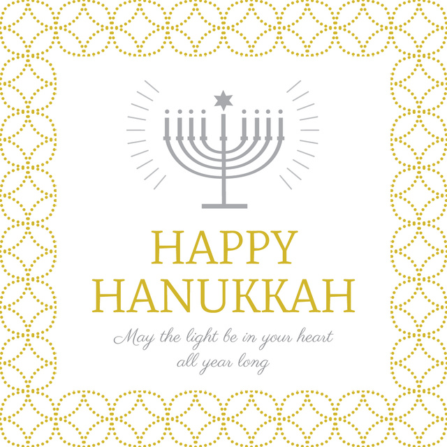 Happy Hanukkah Greeting with Menorah Instagram AD Modelo de Design