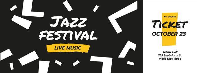 Jazz Festival Announcement with Chaotic Figures Ticket Modelo de Design