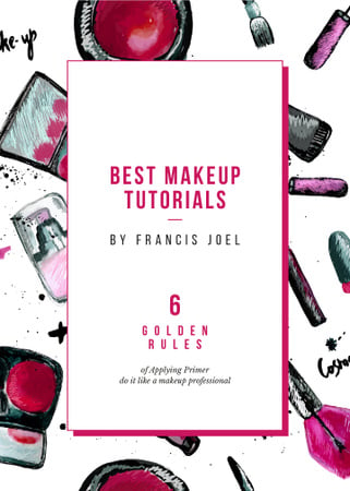 Ontwerpsjabloon van Invitation van Cosmetics composition for Makeup tutorials