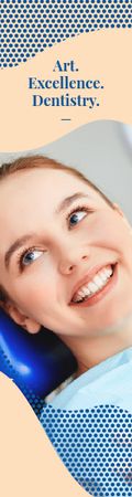 Dentistry Ad Woman Smiling with White Teeth Skyscraper Modelo de Design