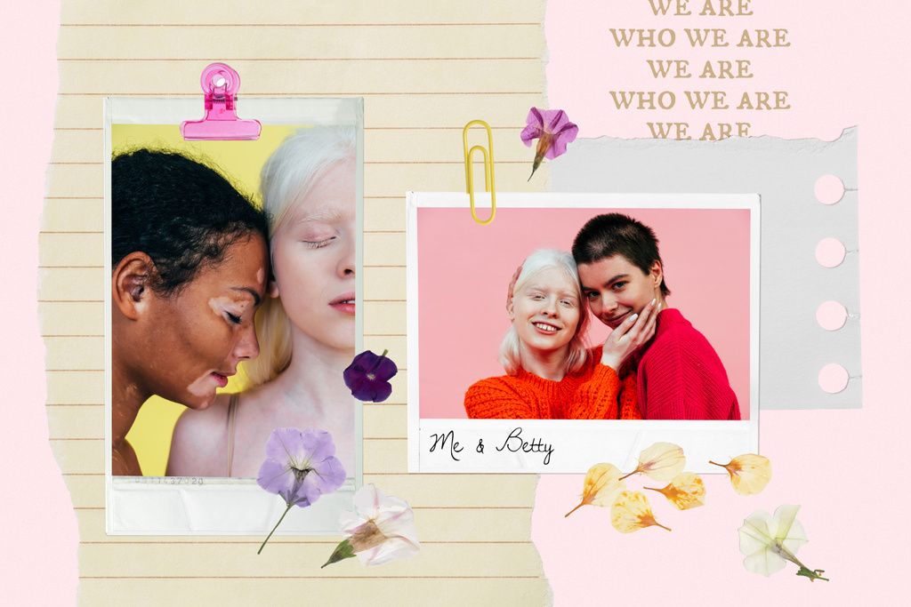 Spring  Love Story with Cute LGBT Couple Mood Board Design Template