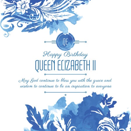 Queen's Birthday greeting in floral frame Instagram AD Modelo de Design