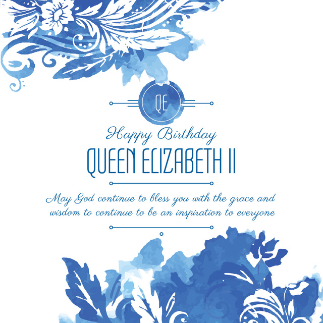 Queen's Birthday greeting in floral frame Instagram AD – шаблон для дизайну