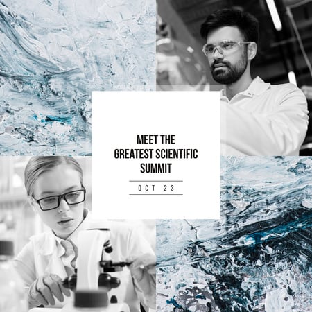 Scientific Conference Announcement People in Lab Instagram AD Design Template