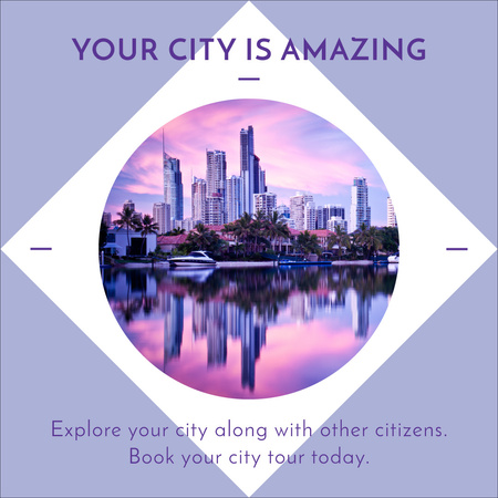 View of Big City in Circle Frame Instagram Design Template