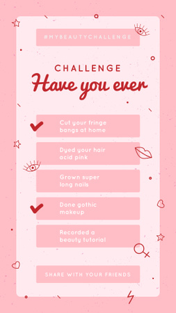 Template di design Have You Ever checkbox Challenge in pink Instagram Video Story
