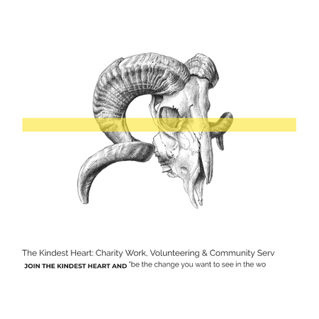 Volunteer Work Quote with animal Skull Instagram AD – шаблон для дизайну