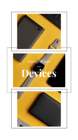 Modèle de visuel Smart Watch and Digital Devices in Yellow - Instagram Video Story