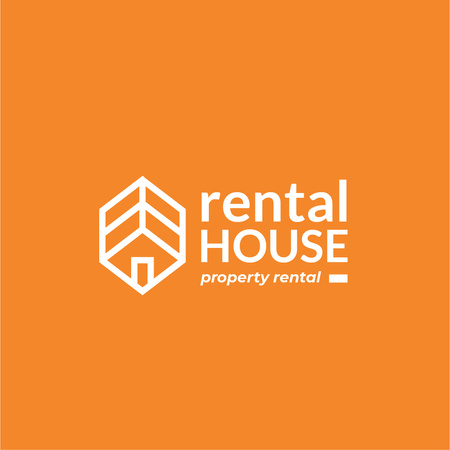 Property Rental with House Icon Logo Šablona návrhu