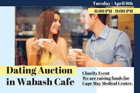 Dating Auction in Cafe Gift Certificate Design Template