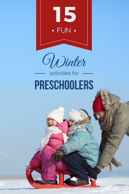Designvorlage Father with Kids Having Fun in Winter für Tumblr